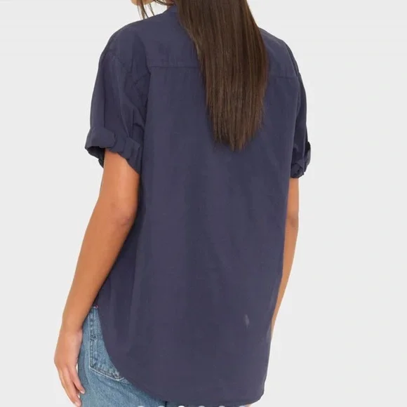 XIRENA cotton channing shirt in navy short sleeve XL - Picture 3 of 12